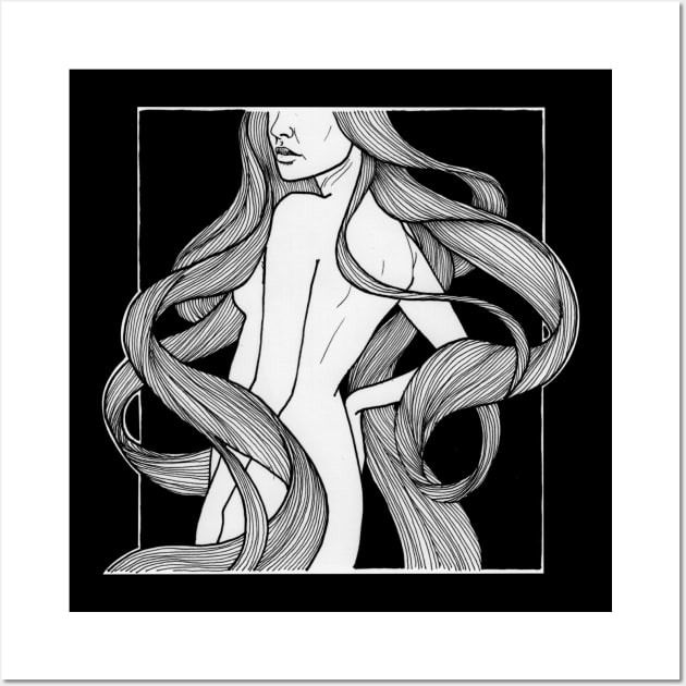 Woman with long wavy hair design Wall Art by angiepaszko